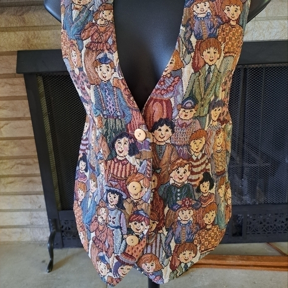 Facets Jackets & Blazers - Vintage Facets by Mirrors Vest Women's Tapestry People Cotton Blend  Size  Med